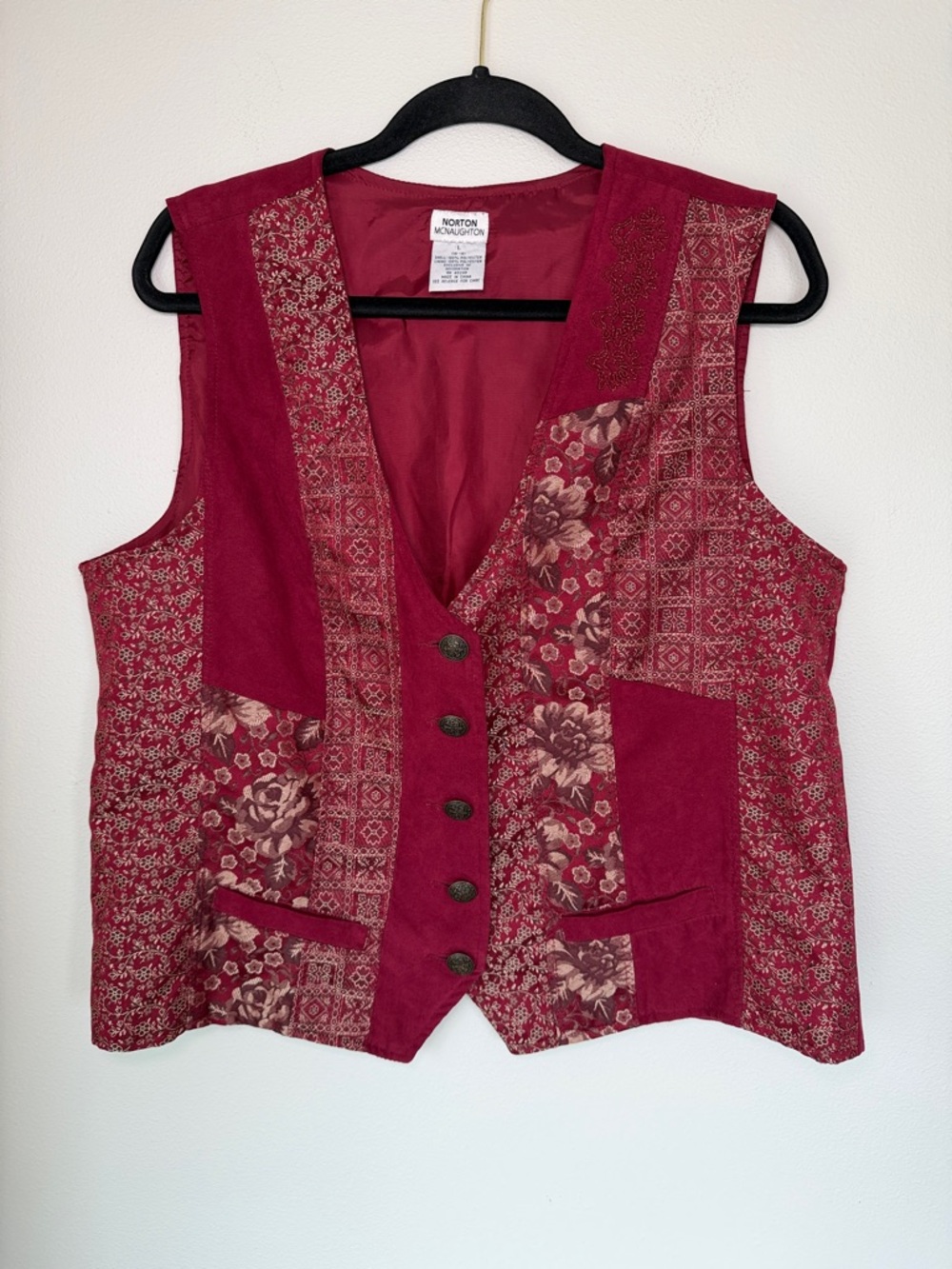 Vintage Norton McNaughton Patchwork Beaded Retro Whimsigoth Embroidered Vest